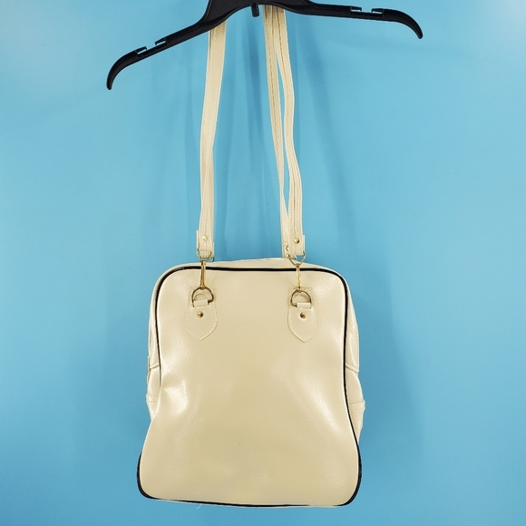 Vintage cream and black leather tote - Picture 11 of 16